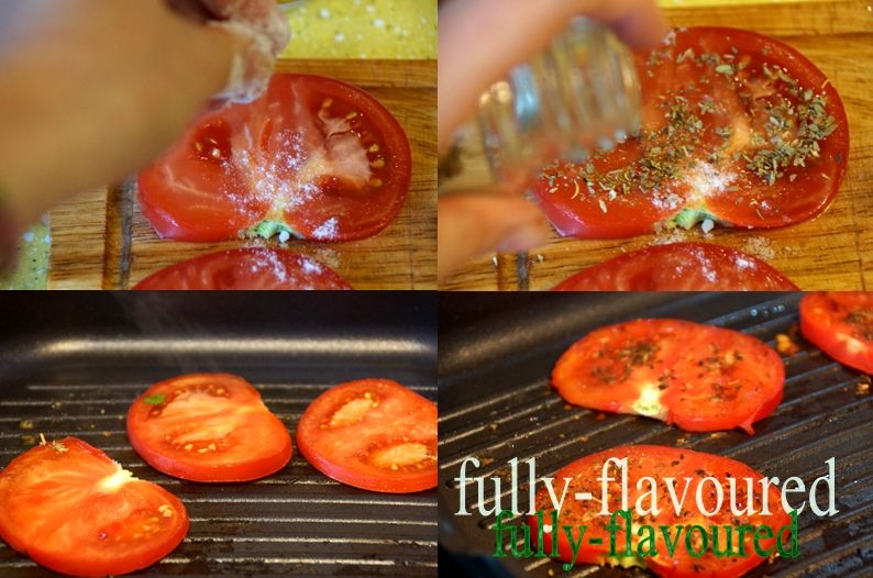 Grillowany halloumi, pomidory malinowe z kuskusem