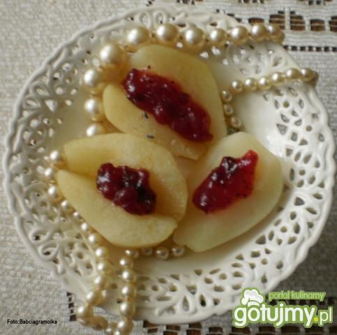 Gruszki z konfiturą z żurawiny : Gruszki z konfiturą z żurawiny :