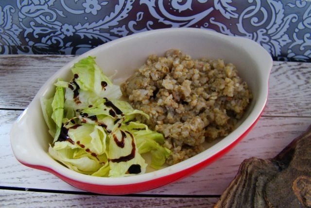 Gryczana łamana  z pesto 