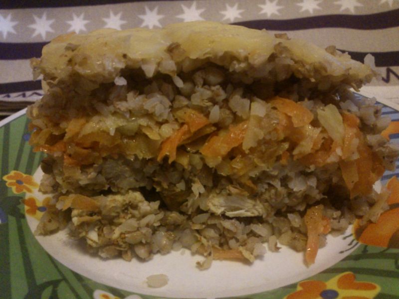 Gryczana zapiekanka z kurczakiem i warzywami