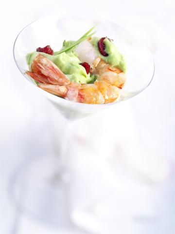 Guacamole z pieczonymi krewetkami