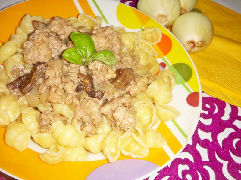 Gulasz z mięsa mielonego i suszonych grzybów
