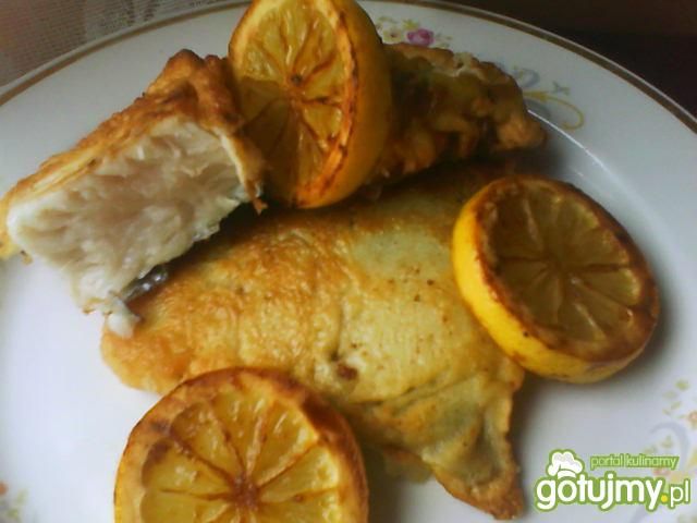 Halibut w cieście z podsmażaną cytryną 