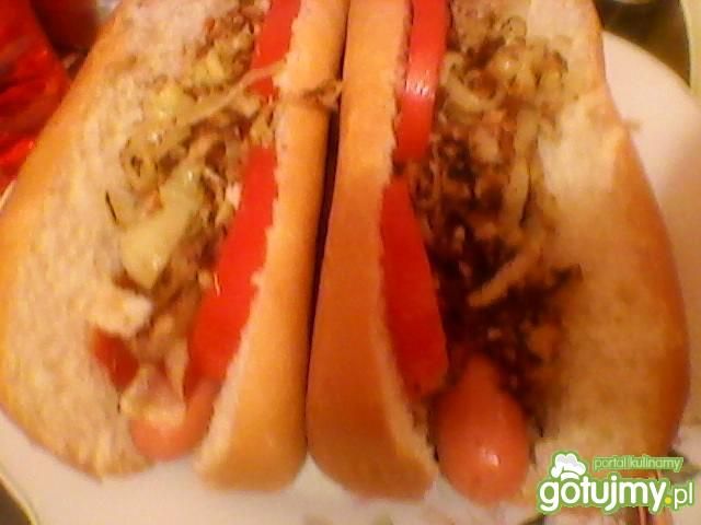 Hod dog z cebulą  Hod dog z cebulą