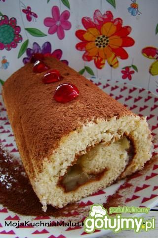 Jabłkowa rolada biszkoptowa Jabłkowa rolada biszkoptowa