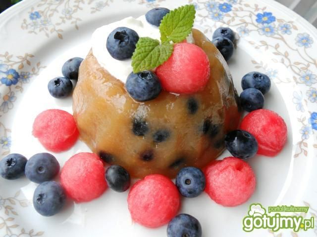 Jabłkowy budyń z borówkami Jabłkowy budyń z borówkami