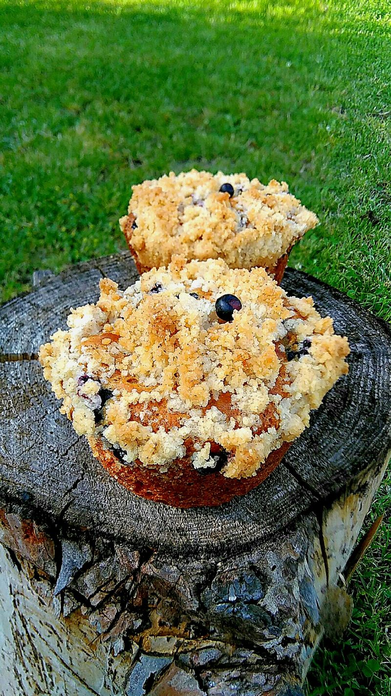 Jagodowe babeczki z cynamonową kruszonką