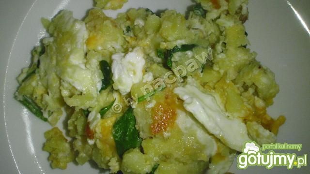 Jajka smażone z szpinakim Jajka smażone z szpinakim