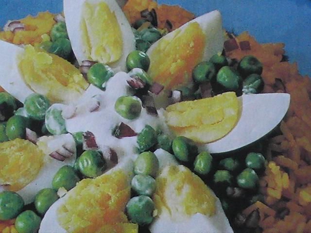 Jajka z groszkiem na ryżu Jajka z groszkiem na ryżu