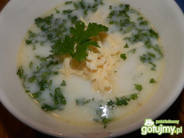 Jarzynowa z żółtym serem i pietruszką.