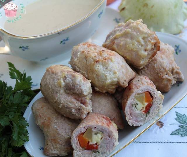 Jesienne roladki w sosie patisonowo- śmietanowym