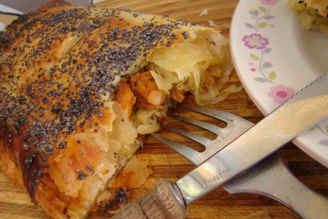 Jesienny pieróg z kurkami