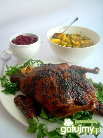 Kaczka pieczona z kaszą jaglaną 