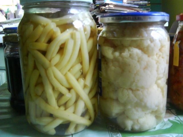 Kalafior/fasola szparagowa w słoikach