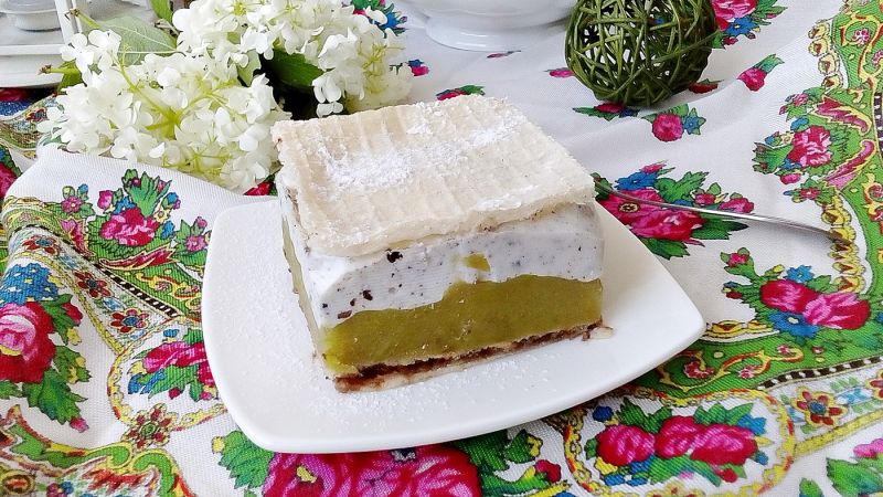 Kanapka waflowa bez pieczenia ( rabarbar z kompotu