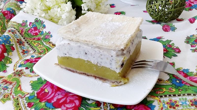 Kanapka waflowa bez pieczenia ( rabarbar z kompotu