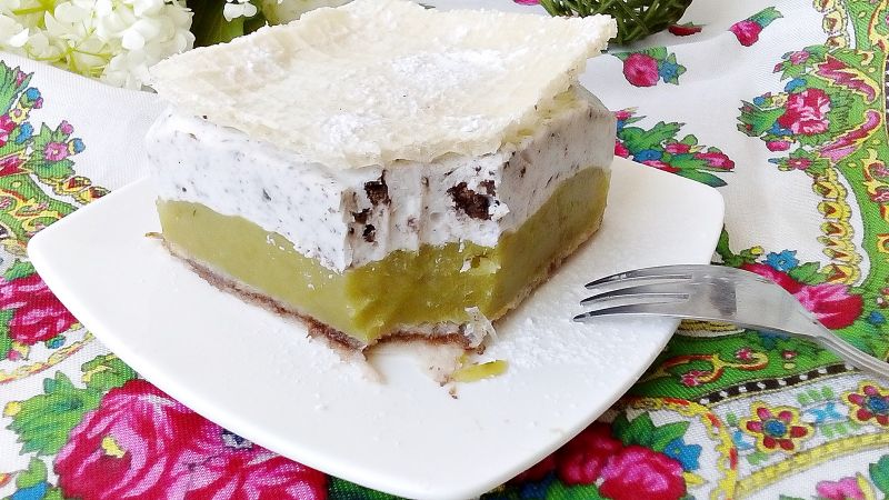 Kanapka waflowa bez pieczenia ( rabarbar z kompotu