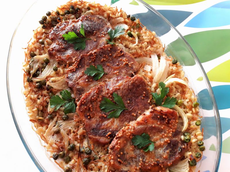 Karkówka z piekarnika z pęczakiem i groszkiem Karkówka z piekarnika z pęczakiem i groszkiem