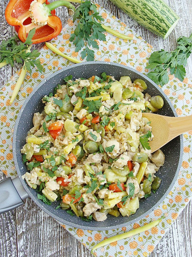 Kaszotto z fasolką szparagową, papryką  i bobem Kaszotto z fasolką szparagową, papryką  i bobem