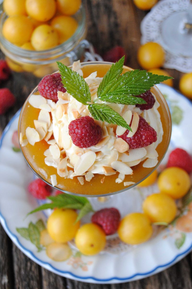 Kisiel mirabelkowy z malinami