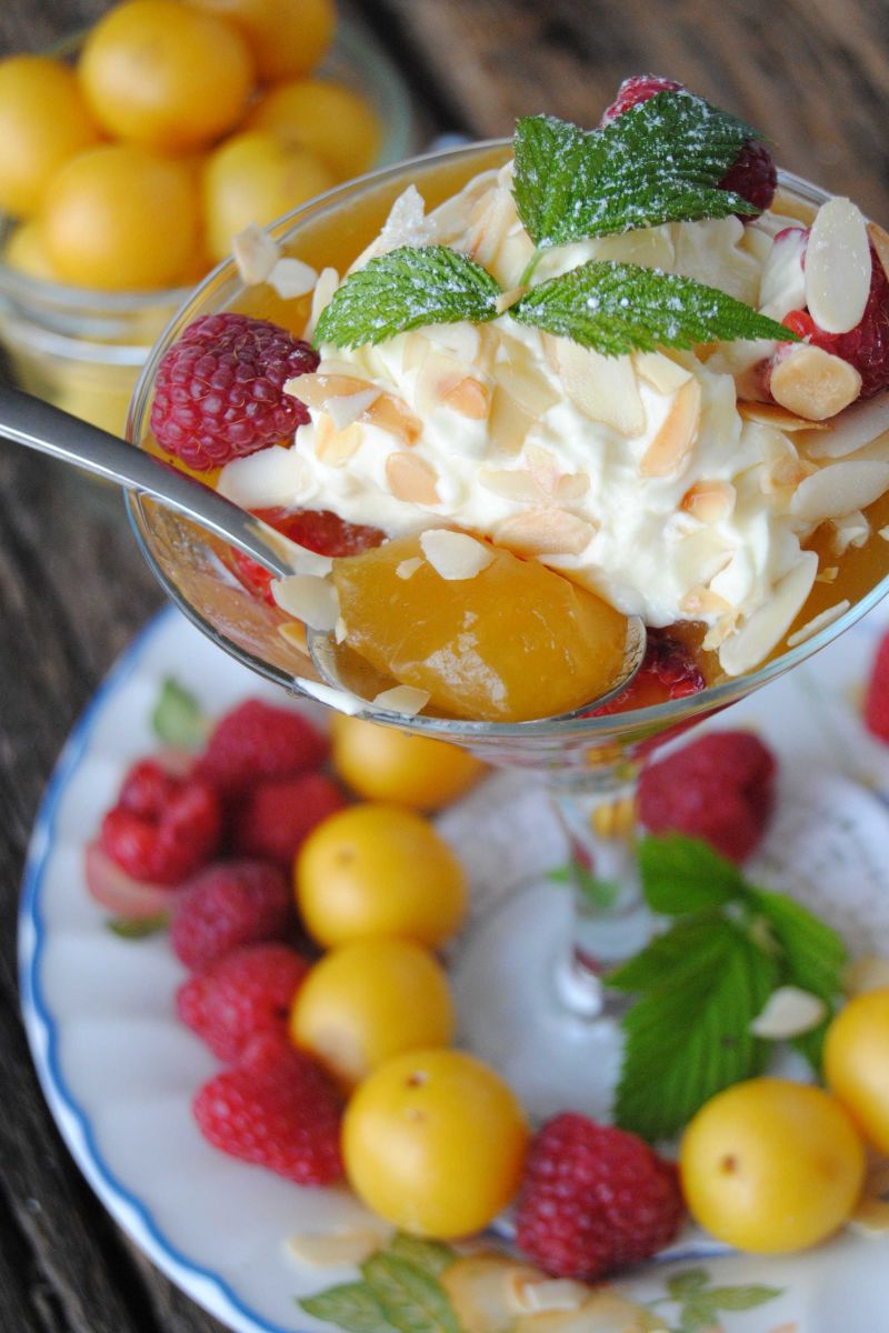 Kisiel mirabelkowy z malinami