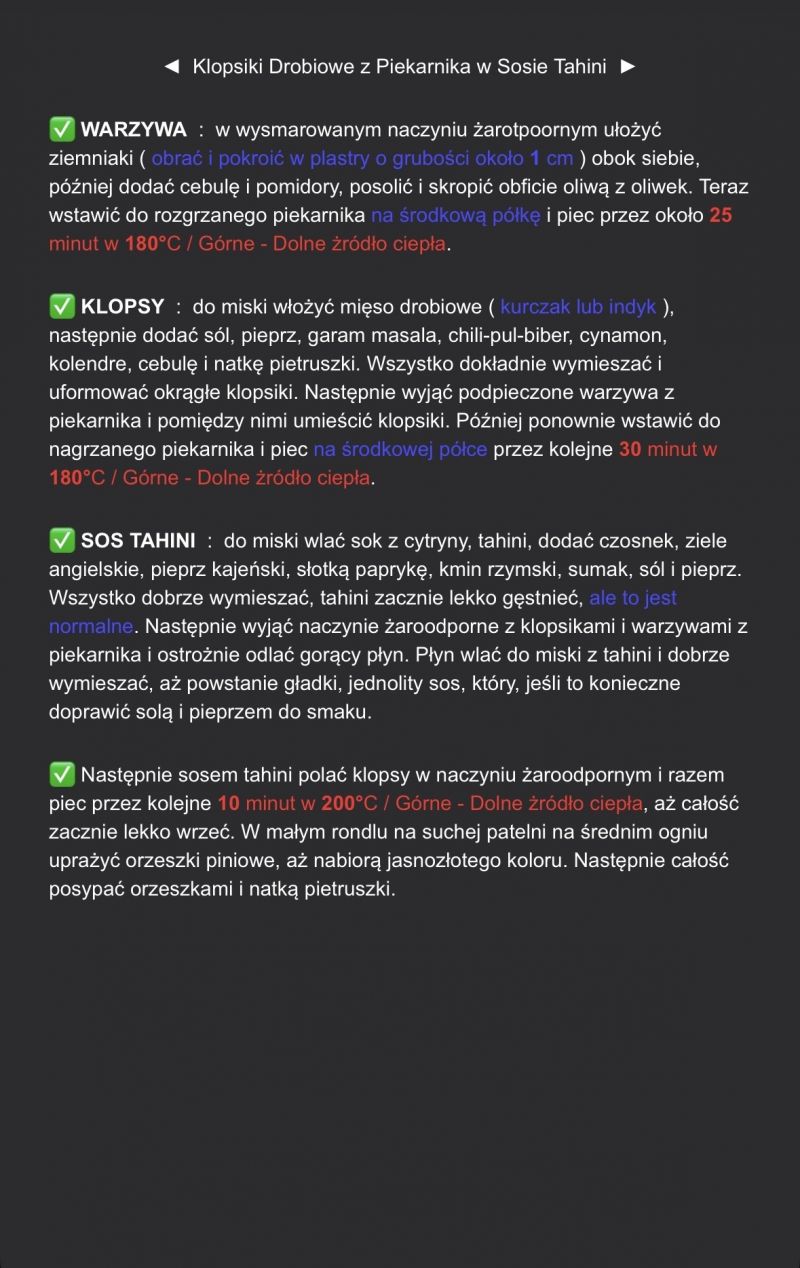 Klopsiki drobiowe z piekarnika w sosie tahini