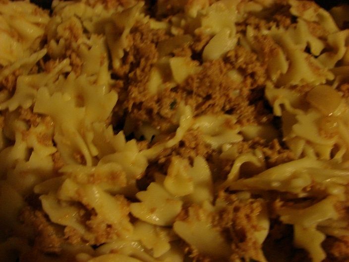 Kokardki z gotowanym mięsem