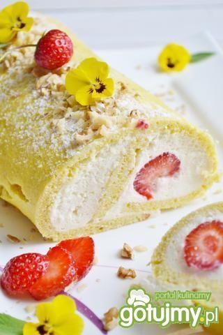 Kokosowa roladka z białą czekoladą 