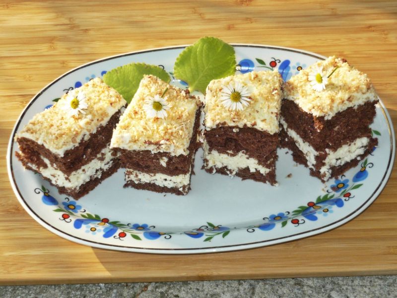 Kokosowiec na kakaowym biszkopcie Kokosowiec na kakaowym biszkopcie