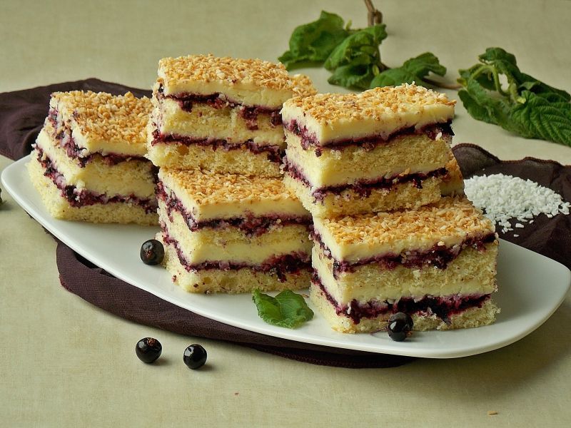 Kokosowy z czekoladą i porzeczkami 