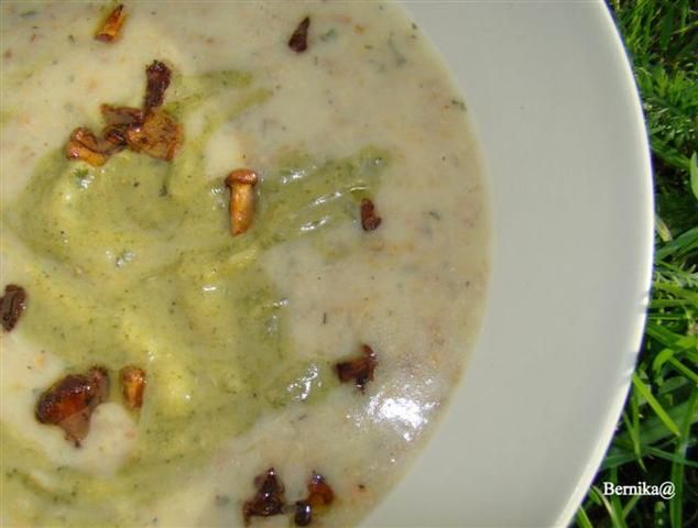 Kolorowa zupa z cukinii i kurek