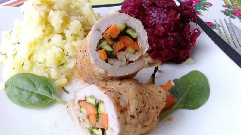 Kolorowy schabowy w papilotach 