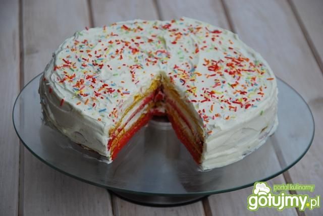 Kolorowy tort biszkoptowy Kolorowy tort biszkoptowy