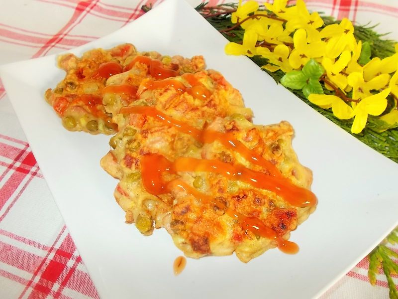 Kotelciki z lanego ciasta i groszkiem zielonym