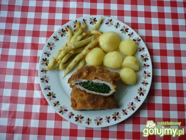 Kotlet schabowy ze szpinakiem  Kotlet schabowy ze szpinakiem