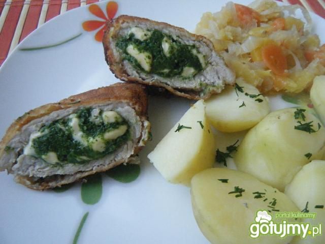 Kotlety schabowe ze szpinakiem i serem