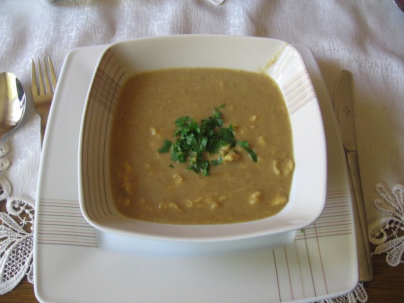 Krem borowikowy z lanymi kluseczkami  Krem borowikowy z lanymi kluseczkami