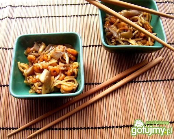 Krewetki Teriyaki z grzybami oyster Krewetki Teriyaki z grzybami oyster