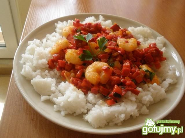 Krewetki w sosie paprykowym 
