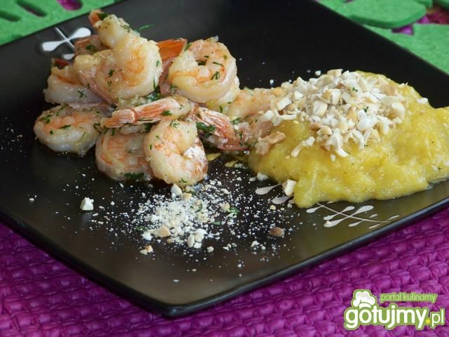 Krewetki z czosnkiem i sosem mango