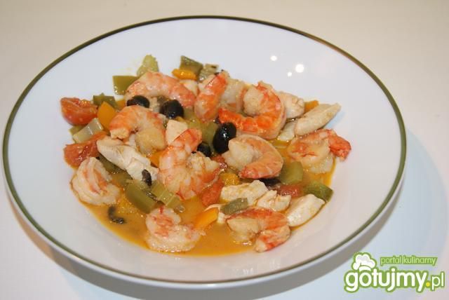 Krewetki z kurczakiem i papryką Krewetki z kurczakiem i papryką