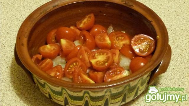 Krewetki zapiekane z pomidorkami