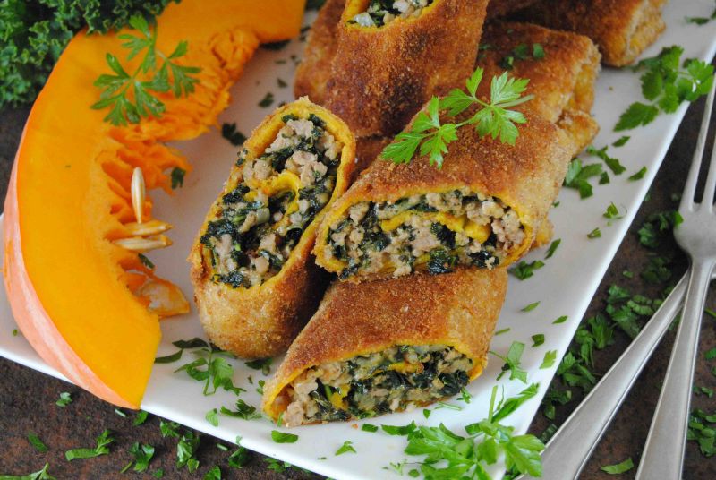 Krokiety dyniowo- jarmużowe