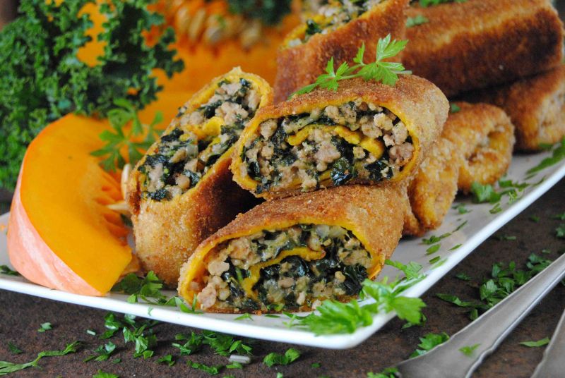 Krokiety dyniowo- jarmużowe