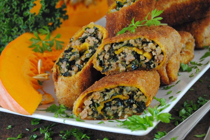 Krokiety dyniowo- jarmużowe