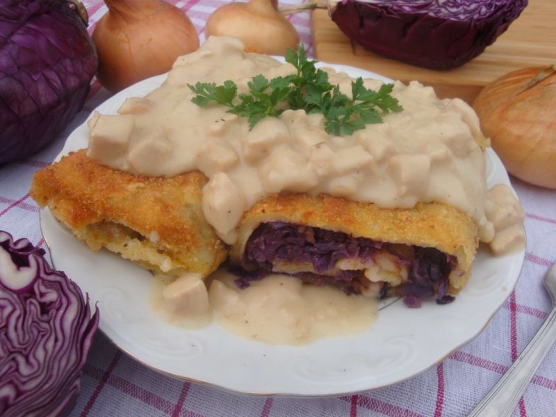 Krokiety z czerwoną kapustą