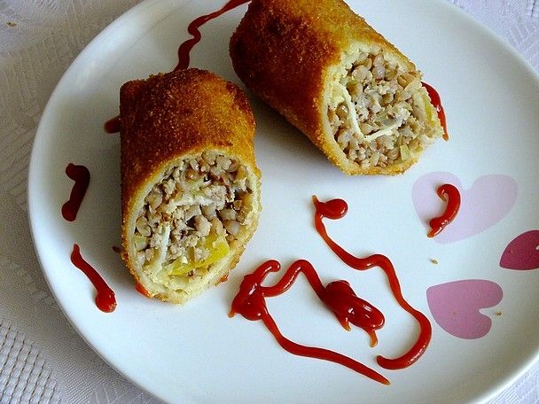 Krokiety z mięsem i kaszą gryczaną Krokiety z mięsem i kaszą gryczaną