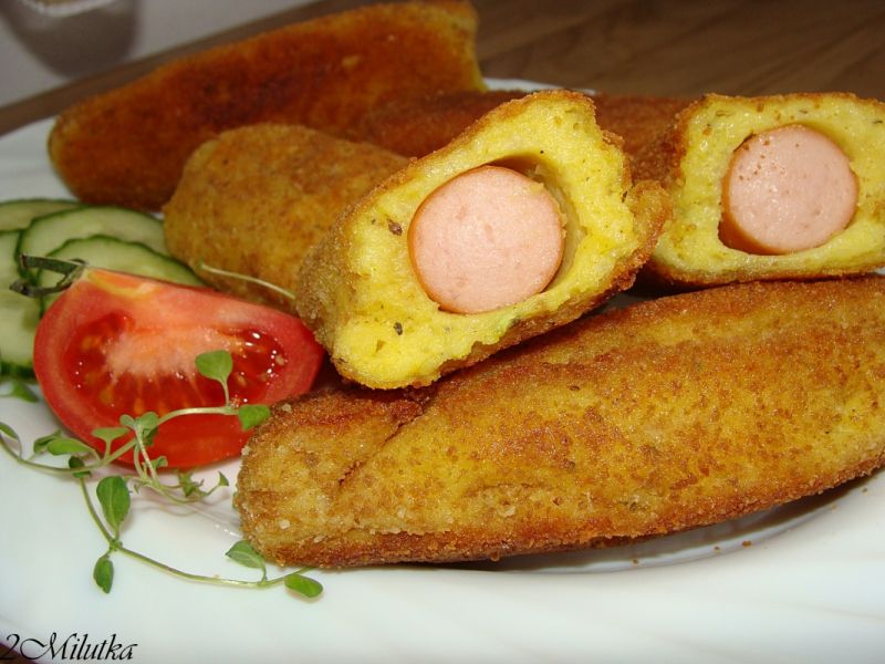 Krokiety ziemniaczane z parówką Krokiety ziemniaczane z parówką