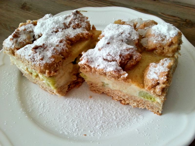 Kruche ciasto z rabarbarem i budyniem Kruche ciasto z rabarbarem i budyniem