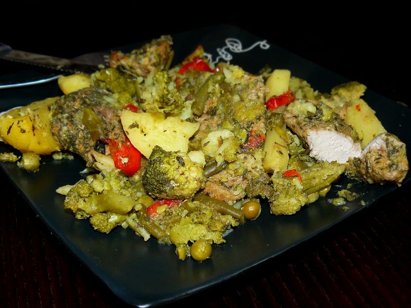 Kulka na 'zielonym', czyli szynka z warzywami